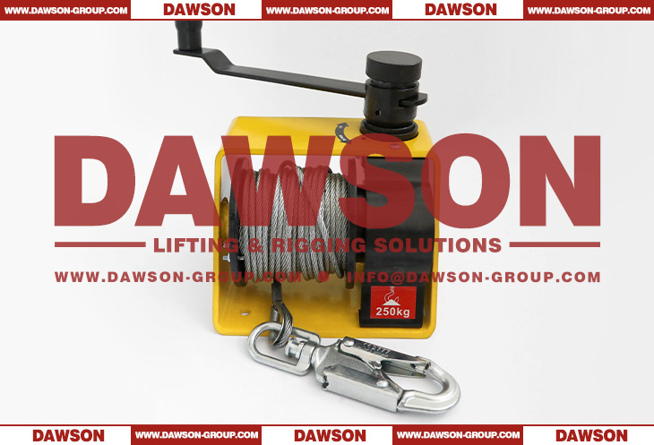 DSHW-AB TYPE SWL 250KG Worm Gear Hand Lifting Winch with Wire Rope and Hook for Tripod Davit - Dawson Group Ltd. - China Manufacturer