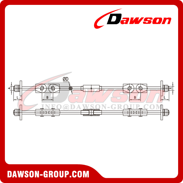 Φ50-Φ210 D-type Dock Steel Tie Rod, Tie Rods for Marine, One-way Hinge Dock Steel Tie Rod, Tie Rods, Tension Bars, Marine Tie Rods 