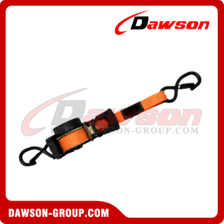 DSSLRS0013 1''X10FT Automatic Retractable Ratchet Tie Down Straps with Non-damping Version and Push Button Release, 25MMX3.05M MBL 800KGS Cargo Lashing Belt