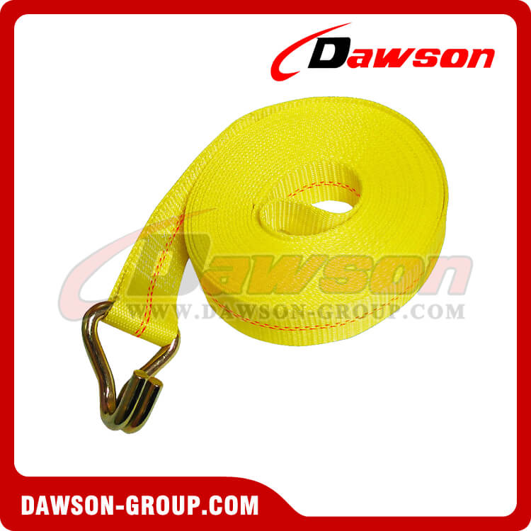2 inch Custom Winch Strap with Wire Hooks, 2'' Polyester Trailer Winch