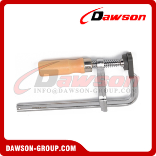 DSTDF06 Drop Forged F Clamp with Wood Grip, All-Steel F Clamp, Wood Handle, Chrome Plated, Adjusted Quickly