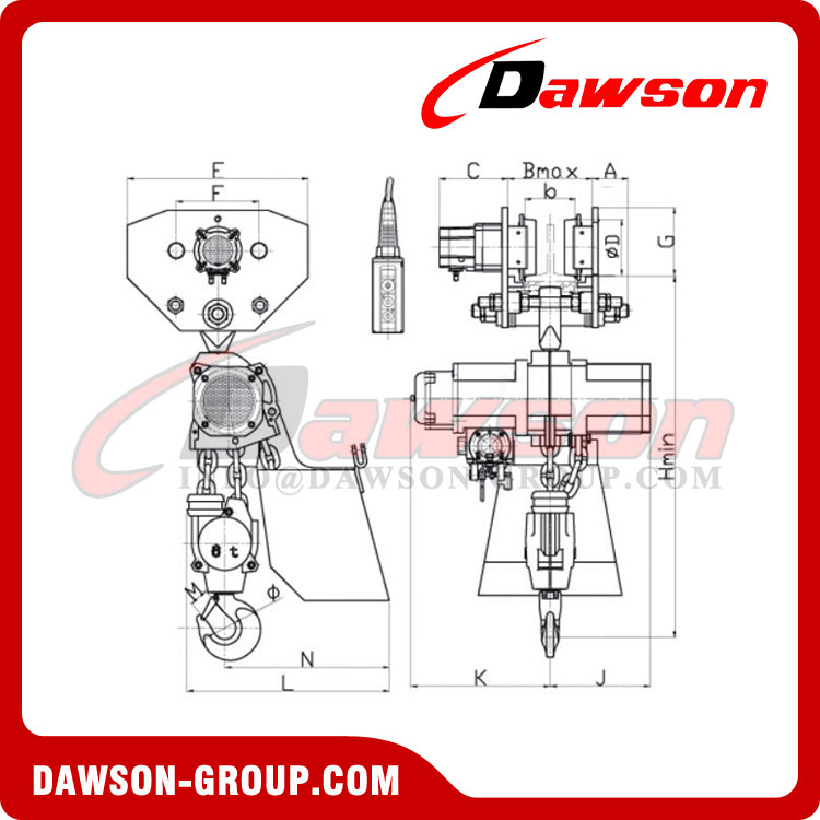 DS-QDH DS-HQ 2 Tons - 6 Tons Pneumatic Hoist, Mine Series Pneumatic Air Hoist
