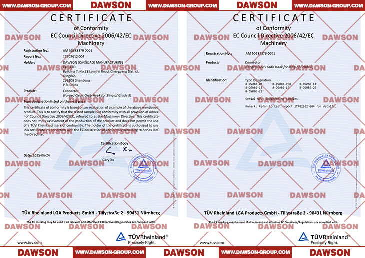 DS086 G80 Forged Clevis Shortening Cradle Grab Hook with Wings with TUV CE Certificate - Dawson Group Ltd. - China Manufacturer, Supplier, Factory