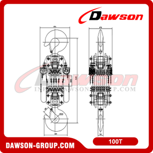 DSVD-100T 100T Chain Hoist, 100000KG Heavy Duty Manual Chain Block for Ship Buildings