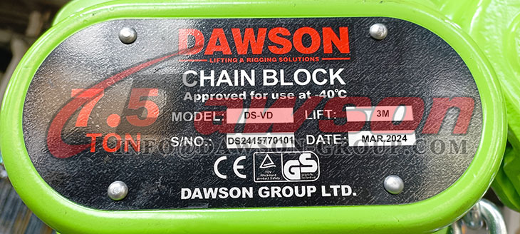 DSVD 7.5T Chain Block, Chain Hoist for Construction Hoisting- Dawson Group Ltd. - China Manufacturer, Supplier