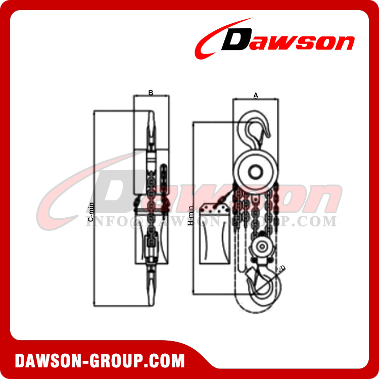 DSS-A 0.5T - 10T Stainless Steel Chain Hoist / Pulley Chain Block for Lifting