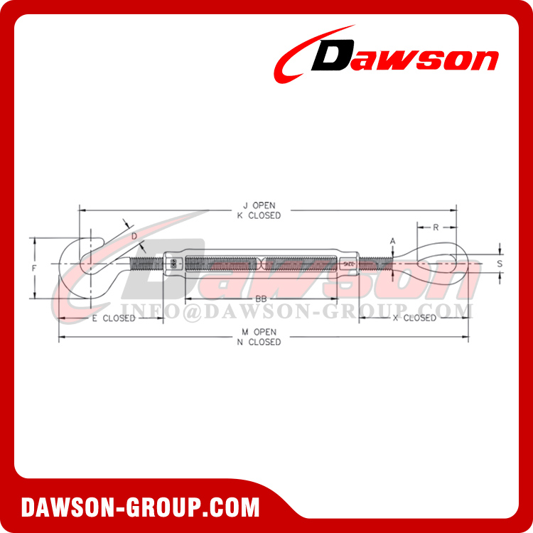 US Type Drop Forged Turnbuckle Eye & Hook