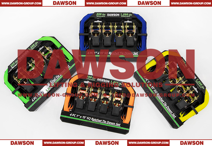 DAWSON DSRTDS-102 4PCS 1&times;15 Square Ratchet Tie Down Straps Set for Cargo Securing - Dawson Group Ltd. - China Factory, Supplier