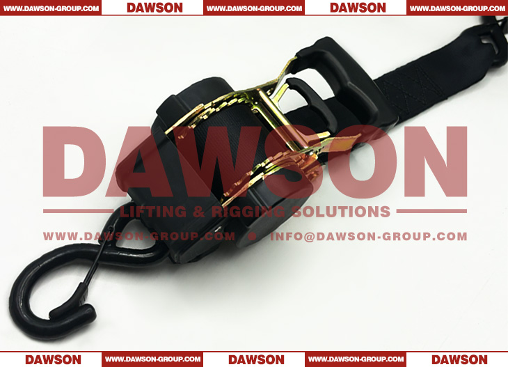 DSSLRS003 1.73X10FT (44MMX3.05M) Automatic Retractable Ratchet Tie Down Cargo Lashing Straps with Damping Version - Dawson Group Ltd. - China Manufacturer
