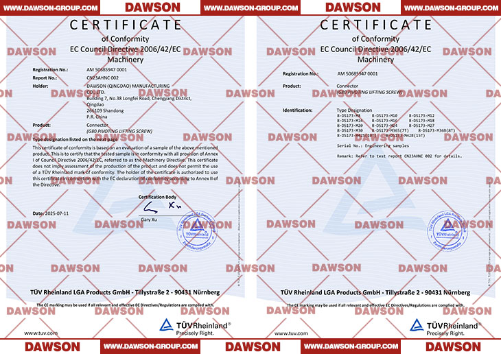 DS173 G80 Pivoting Lifting Screw with TUV CE Certificate - Dawson Group Ltd. - China Manufacturer, Supplier, Factory