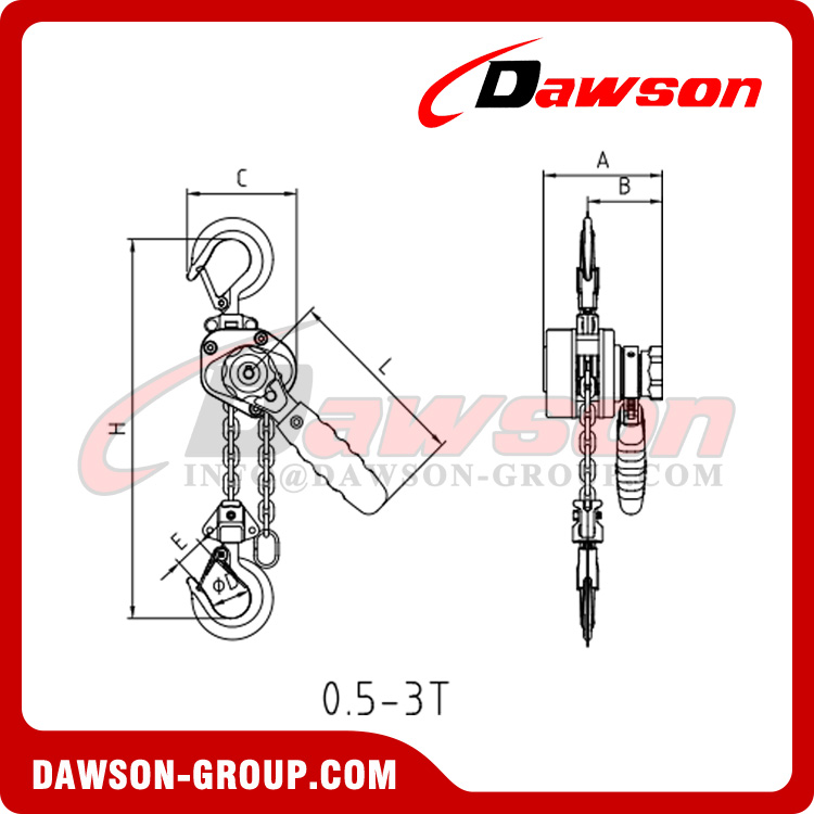 DSVM 0.25-12 Ton Aluminum Lever Block, Aluminum Lever Hoist