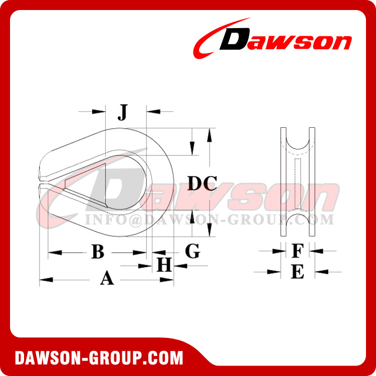 DAWSON DG-414SL Extra Heavy Wire Rope Thimbles (Shackle-Lock), Shackle Lock Thimble