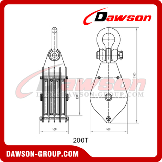 DSPB-F4B 200Ton Shackle Type Four Wheels Pulley Blocks