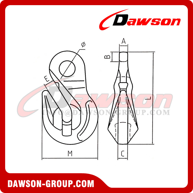DS926 G80 6-13MM Forged Super Alloy Steel Eye Shortening Cradle Grab Hook with Wings for Adjust Chain Slings