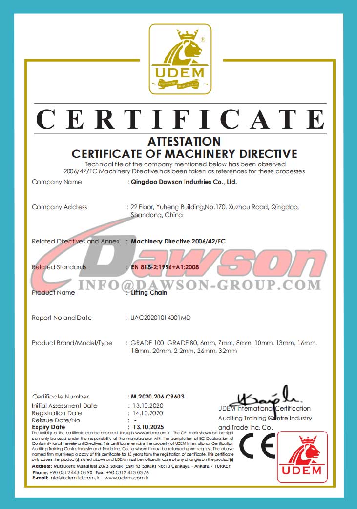 Grade 100 G80 Lifting Chain CE Certificate - China Manufacturer, Supplier, Factory