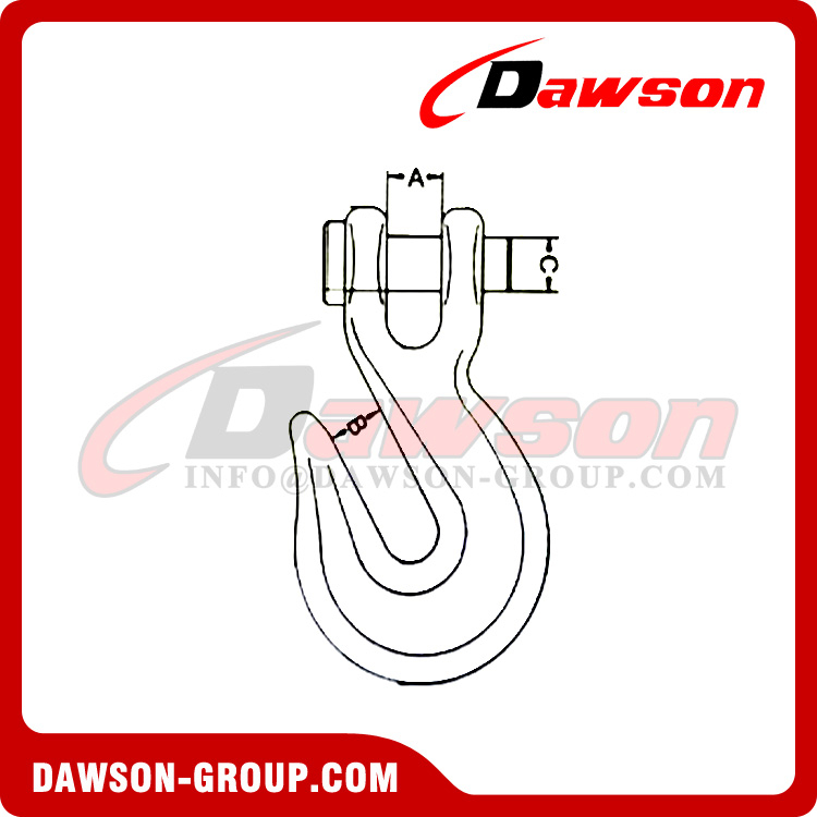 G70 G43 Steel Clevis Grab Hook with Safety Latch, Safety Chain