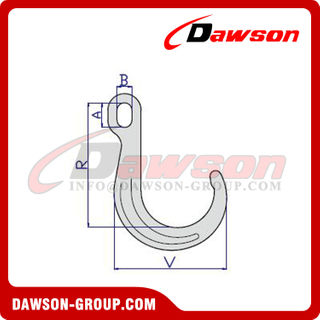 G70 8'' 15'' Forged Alloy Steel J Type Hook with Ellipse Hole