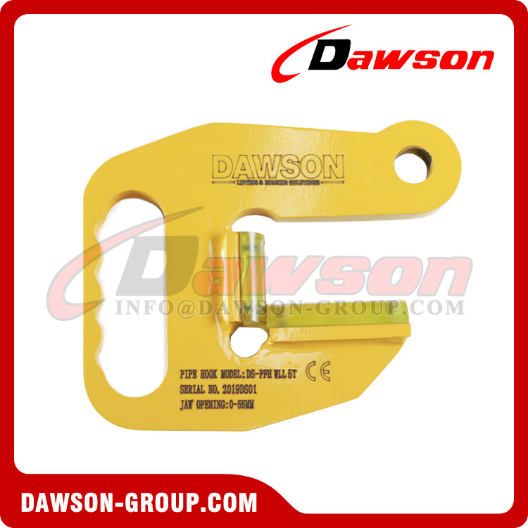 DS-PFH DS-PFH-PU Steel F Type Pipe Hook with PU Protection, Pipe Lifting Plate Clamp F Model for Horizontal Lifting and Transporting