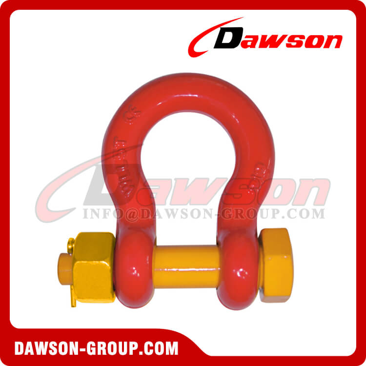 DS756 Grade G8 T8 5/16'' -2'' Bolt Type Alloy Bow Shackle, Anchor Shackle with Safety Pin