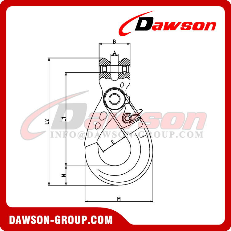 DS1053 G100 6-22MM Forged Clevis Self-Locking Hook for Lifting Chain Slings