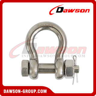 Stainless Steel Bolt Anchor Shackle with Safety Pin Nut, AISI316 AISI304 Stainless Steel Oversized Bolt Pin U.S. Type Forged Shackles