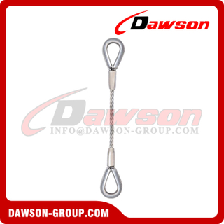 Wire Rope Sling with a Thimble Hard Eye on Each End, Single Leg Hard Thimble Eyes Steel Cable Pressed Wire Rope Sling