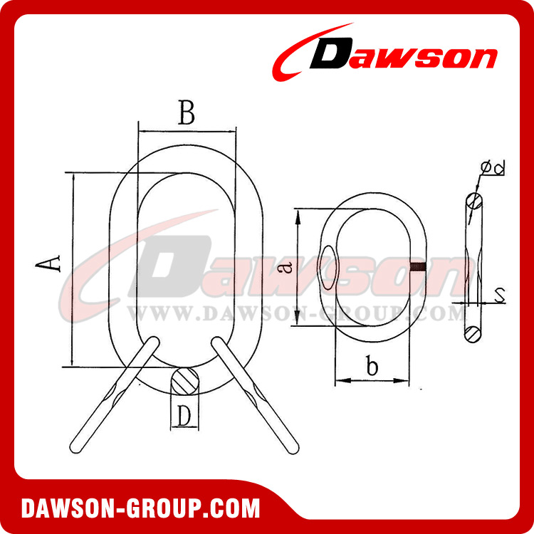 DS096 G80 MA16-MA70 Welded Master Link Assembly With Flat for Steel Wire Rope Slings / Chain Slings