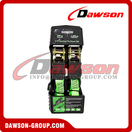 FORTEM Ratchet Straps, 2300lb Break Strength, 4 15ft Tie Down Strap Set