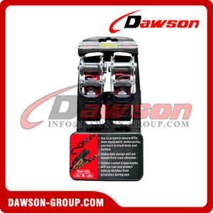 DAWSON DSRTDS-108 2PCS 1"×15' Ratchet Tie Down Straps Set for Cargo Securing