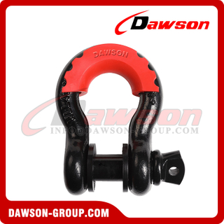 Dawson Drop Forged Bow Shackle with PU Protection for Towing & Recovery Strap, S6 Screw Pin Anchor Shackles