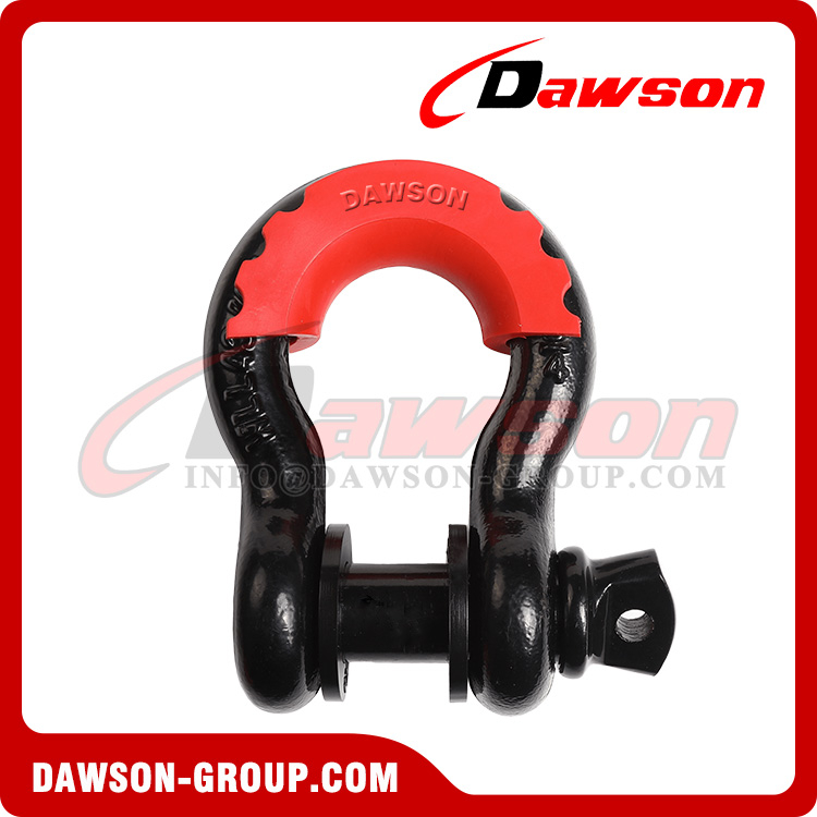 Dawson Drop Forged Bow Shackle with PU Protection for Towing & Recovery Strap, S6 Screw Pin Anchor Shackles