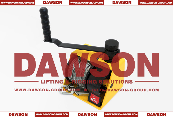 DSHW-AB TYPE SWL 250KG Worm Gear Hand Lifting Winch with Wire Rope and Hook for Tripod Davit - Dawson Group Ltd. - China Factory