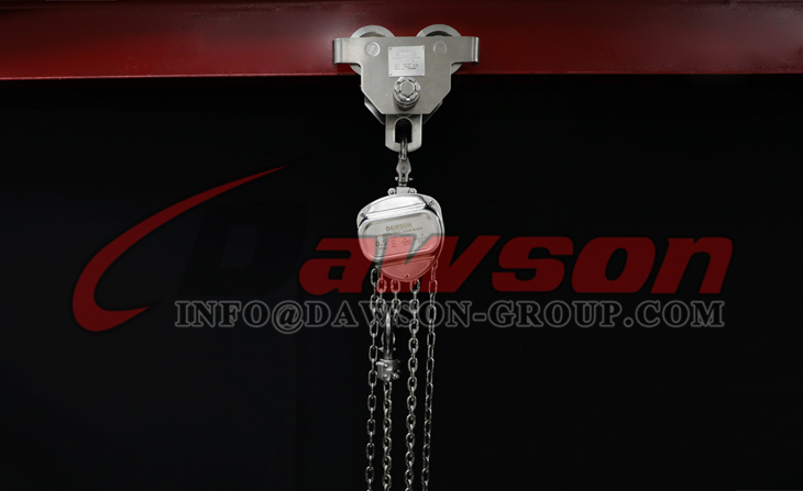 DS-HS-VSS SS304 Chain Hoist 5000kg Manual Chain Bblock and DS-ST-GCT Stainless Steel Push Trolley - Dawson Group Ltd. - China Manufacturer, Supplier, Factory