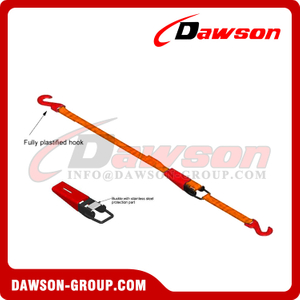 DS-CL-31D 25MM × 2T Car lashing with Paddle Buckle & 2 Coated Flat Hooks