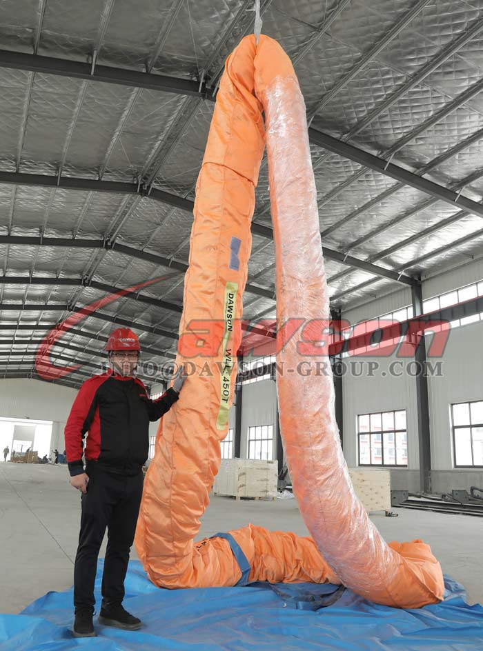 WLL 450T Polyester Round Slings, 450000KG Soft Lifting Slings, Heavy Duty Crane Lifting Slings - Dawson Group Ltd. - China Supplier, Manufacturer, Factory
