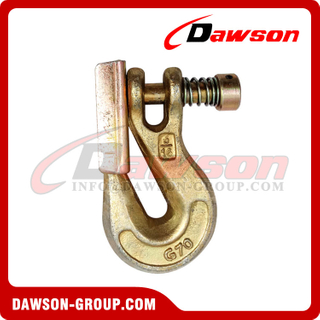 G70 G43 1/4''-3/4'' Forged Steel Clevis Grab Hook with Safety Latch, Safety Chain Hooks