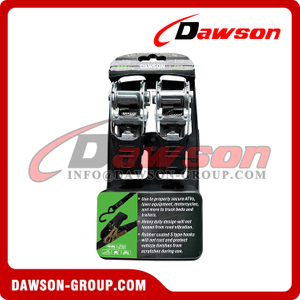 DAWSON DSRTDS-108 2PCS 1"×15' Ratchet Tie Down Straps Set for Cargo Securing