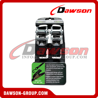 DAWSON DSRTDS-108 2PCS 1"×15' Ratchet Tie Down Straps Set for Cargo Securing