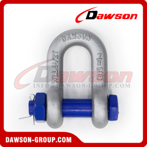 Dawson Brand Hot Dip Galvanized US Type DG2150 Chain Shackle with Safety Pin, S6 Bolt Type Dee Shackle
