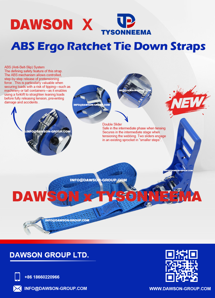 DAWSON &times; TYSONNEEMA ABS Ergo Ratchet Tie Down Straps, 50MM Long-lever Ergonomic Ratchet Lashing Straps - Dawson Group Ltd. - China Supplier, Factory