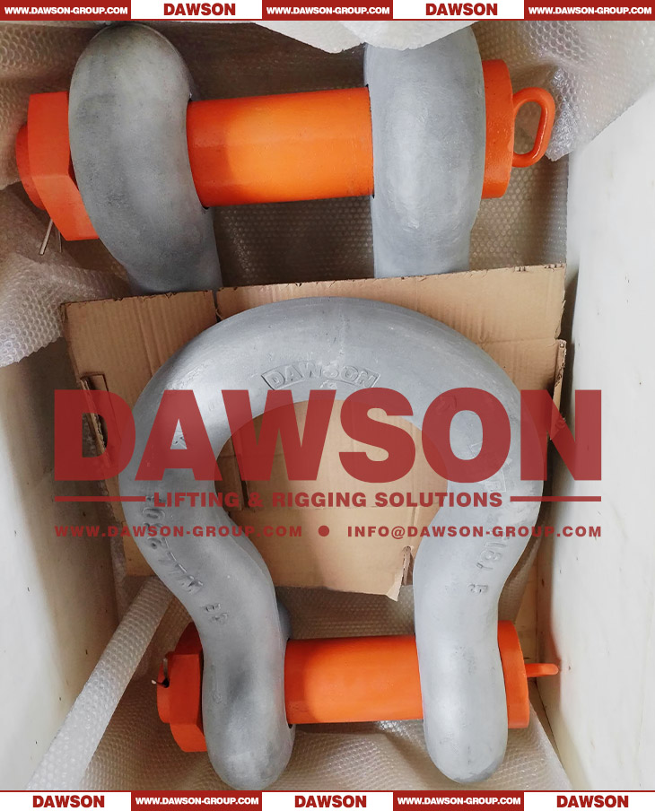 DAWSON&reg; ORANGEPIN&reg; Grade T8 DG2140 WLL 250T Forged Alloy Steel Bow Shackle with Safety Pin, G8 Class Bolt Type Anchor Shackle - Dawson Group Ltd. - China Manufacturer, Factory