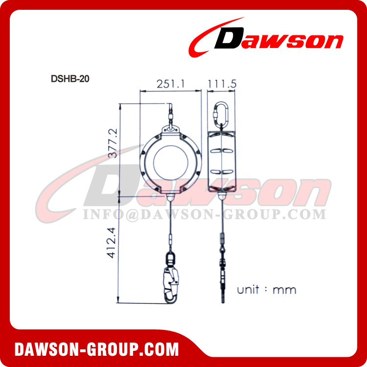 DSHB-20 Series Vertical Retractable Lifeline - Dawson Group Ltd. - China Manufacturer, Factory