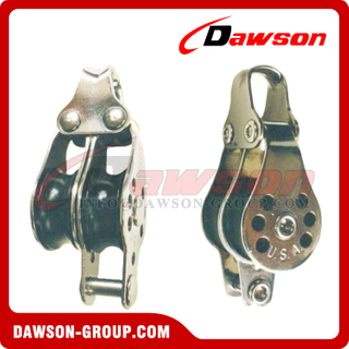 DS-B202SS Stainless Steel Mini Pulley with Double Wheel, SS316 Small Pulley Block with Double Sheave, SS304 Mini Pulley