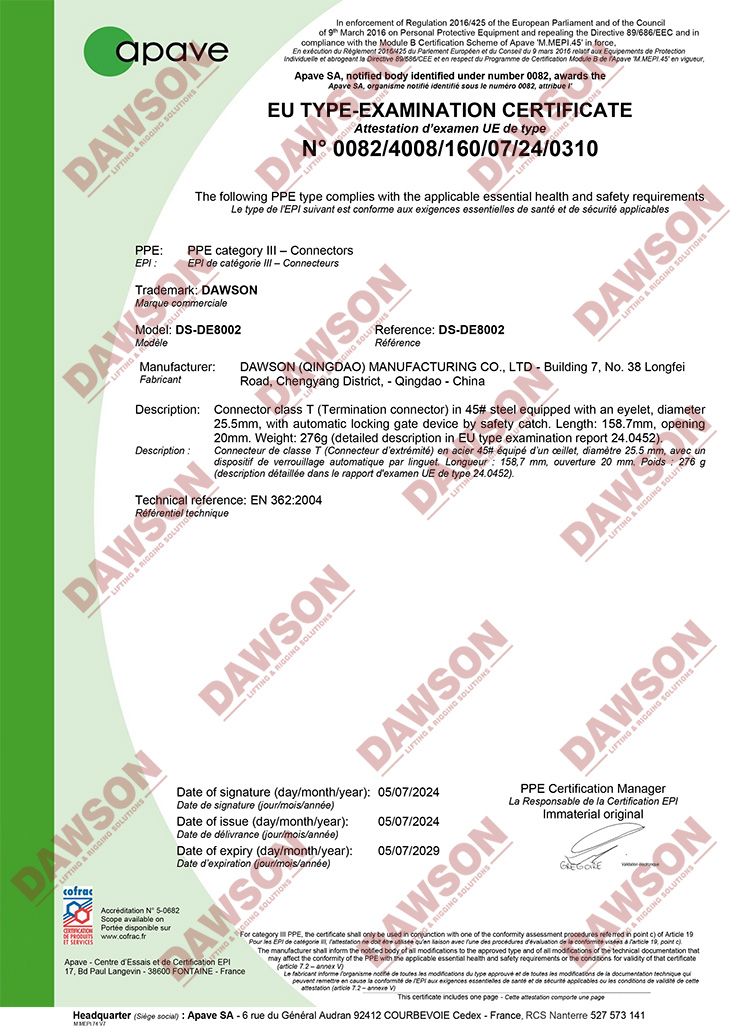 CE Certificate of DS-DE8002 High Quality Dielectric Rope Snap Hook, Insulated Hook, Plastic Over Molded Rope Snap Hooks - Dawson Group Ltd. - China Manufacturer, Supplier, Factory