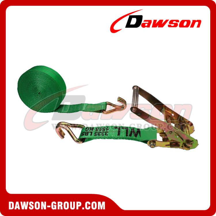 2 inch 18 feet GREEN Ratchet Strap with Double J Hook
