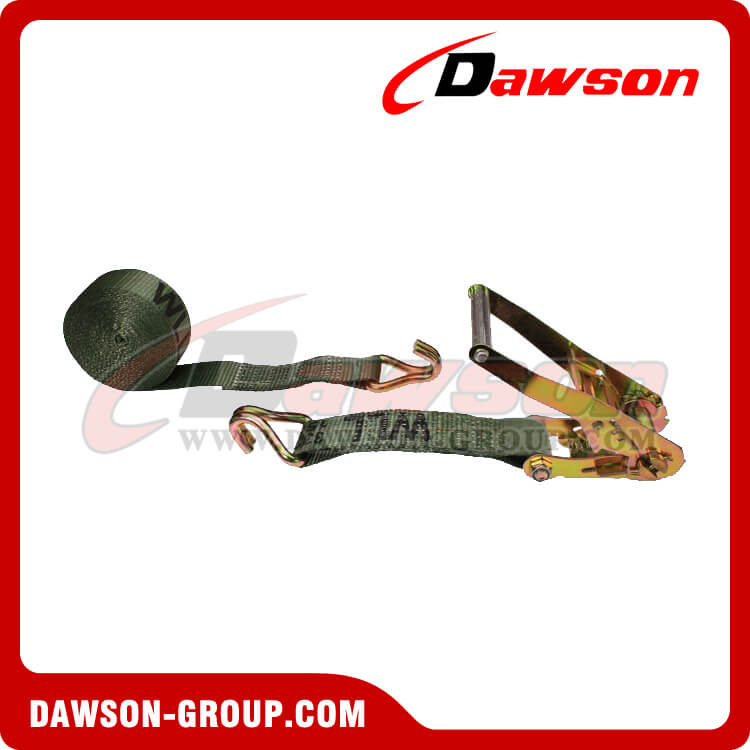2 inch 18 feet OLIVE DRAB Ratchet Strap with Double J Hook