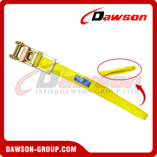 75MM 10T Short End Ratchet Tie-Down Strap EN12195-2 - One End with Folded Eye Loop