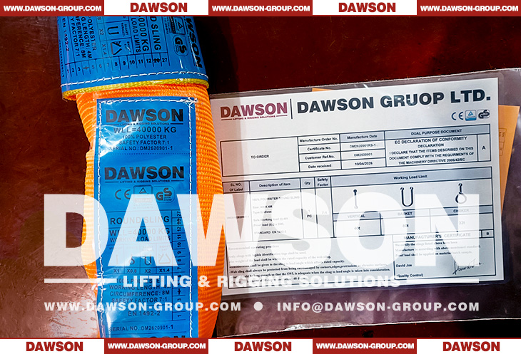 WLL 40T Polyester Round Slings, 40000KG Heavy Duty Lifting Round Slings - Dawson Group Ltd. - China Factory