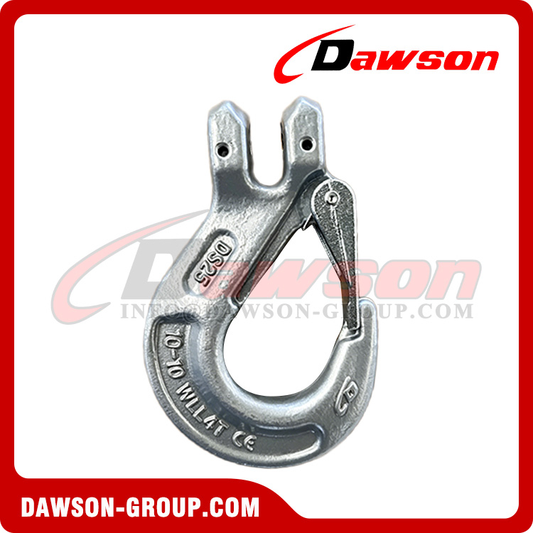 DS1004 G100 Dacromet Forged Clevis Sling Hook with Safety Latch for Chain Sling Fitting, Forged Clevis Slip Hook