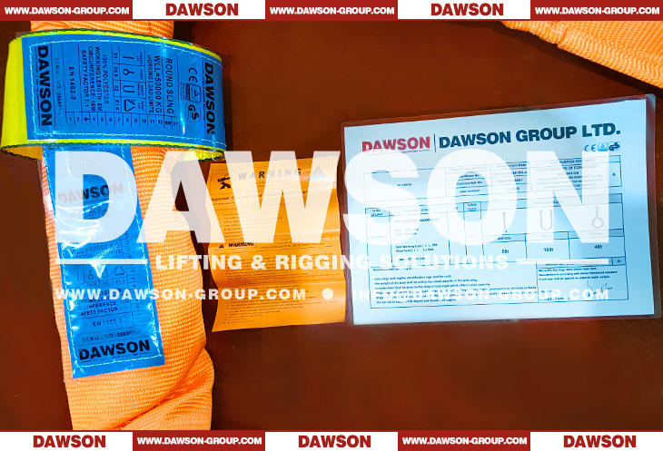WLL 50T Polyester Round Slings, 50000KG Heavy Duty Lifting Round Slings - Dawson Group Ltd. - China Factory